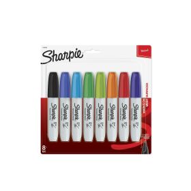 Sharpie Permanent Markers, Chisel Tip, Classic Colors, 8 Count