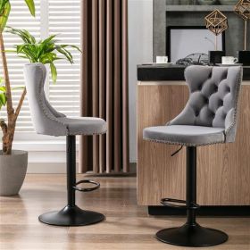 Furniture,Swivel Velvet Barstools Adjusatble Seat Height from 25-33 Inch,17.7 inch base, Modern Upholstered Bar Stools with Backs Comfortable Tufted f