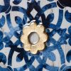 S/4 Abstract Blue, White, and Gold Wall Decor Accents, 9.5x9.5"