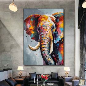 Hand Painted Oil Painting Boho Wall decor Colorful elephant Oil Painting on Canvas animal painting art large 3d wall art original painting Texture Acr (Style: 1, size: 60x90cm)