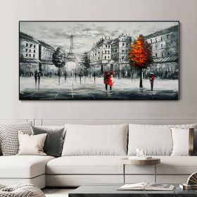 Handmade Oil Painting Abstract Art Figure Painting Black White Paris Wonders Landscape Painting On Canvas Modern Impressionist Fine Art (Style: 1, size: 60x120cm)