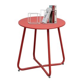 Round Coffee Table Patio Side Table for Outdoor (Type: Coffee Tables, Color: Dard red)