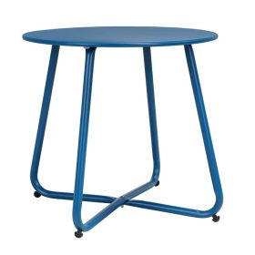 Round Coffee Table Patio Side Table for Outdoor (Type: Coffee Tables, Color: Peacock blue)